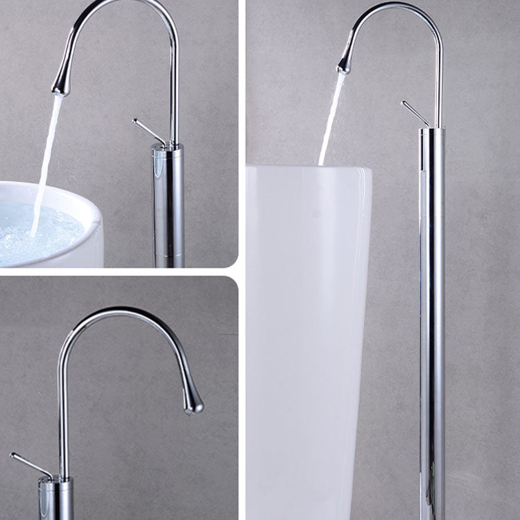 Modern Floor Mounted Single Handle Freestanding Tub Filler Metal Freestanding Faucet