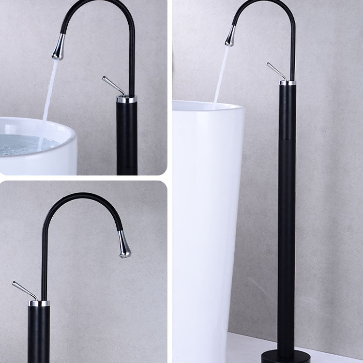 Modern Floor Mounted Single Handle Freestanding Tub Filler Metal Freestanding Faucet
