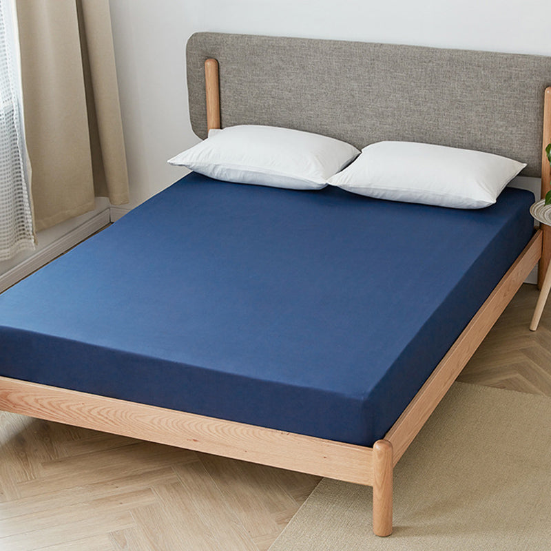 Solid Color Bed Sheet Set Cotton Breathable Fitted Sheet Standard Deep Pocket Sheet
