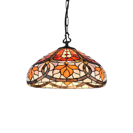 Floral Hanging Pendant Light Stained Glass Shade Living Room and Kitchen Lighting with Adjustable Chains