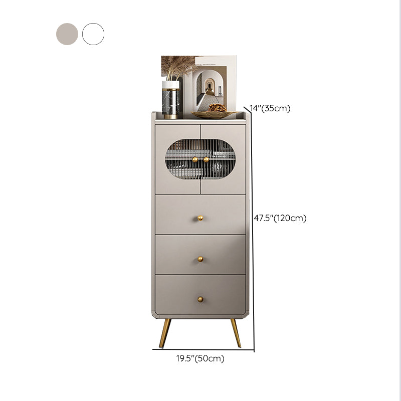 Glam Stone Storage Chest Bedroom Vertical Chest with Metal Legs