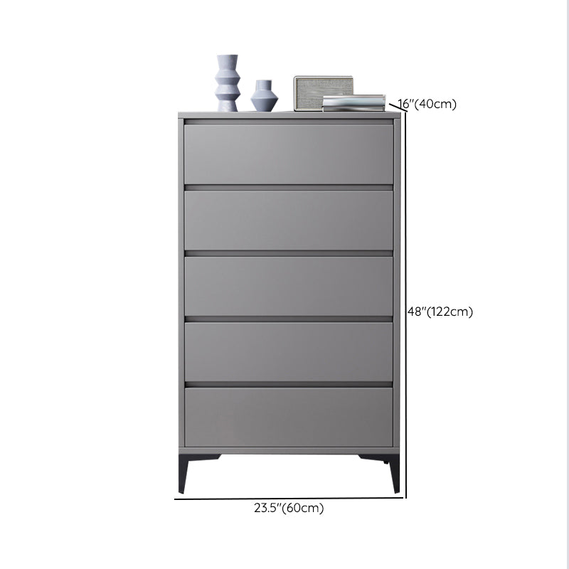 Contemporary Storage Chest Engineered Wood Bedroom Chest in Gray with Drawers