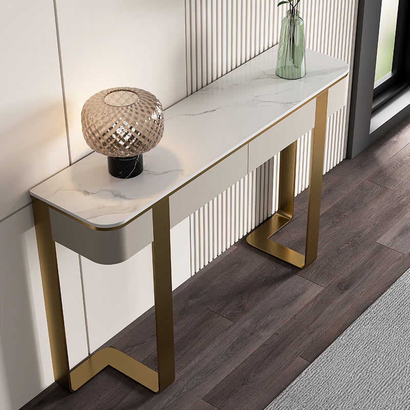Modern Stone Accent Table Stain Resistant 33.46" Tall Console Table