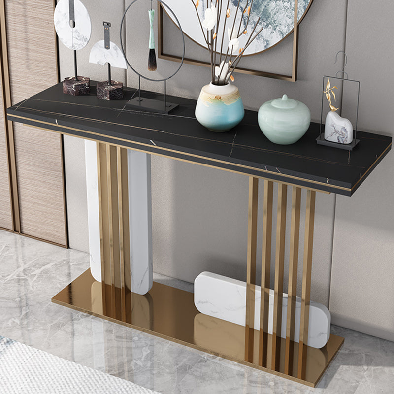 Glam Marble Rectangle Console Table 1-shelf 31.5" Tall Accent Table