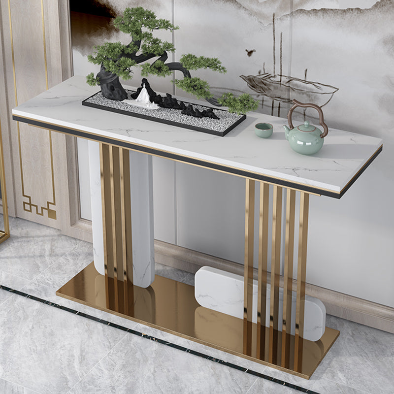 Glam Marble Rectangle Console Table 1-shelf 31.5" Tall Accent Table