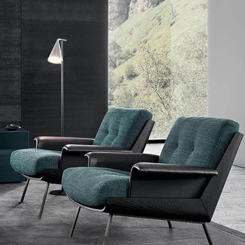 Industrial Lounge Chair Solid Color Cushion Back Basic Four Leg Reclining Accent Chair