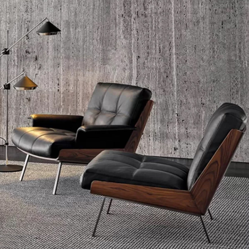 Industrial Lounge Chair Solid Color Cushion Back Basic Four Leg Reclining Accent Chair