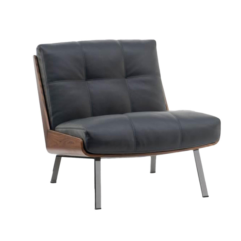 Industrial Lounge Chair Solid Color Cushion Back Basic Four Leg Reclining Accent Chair