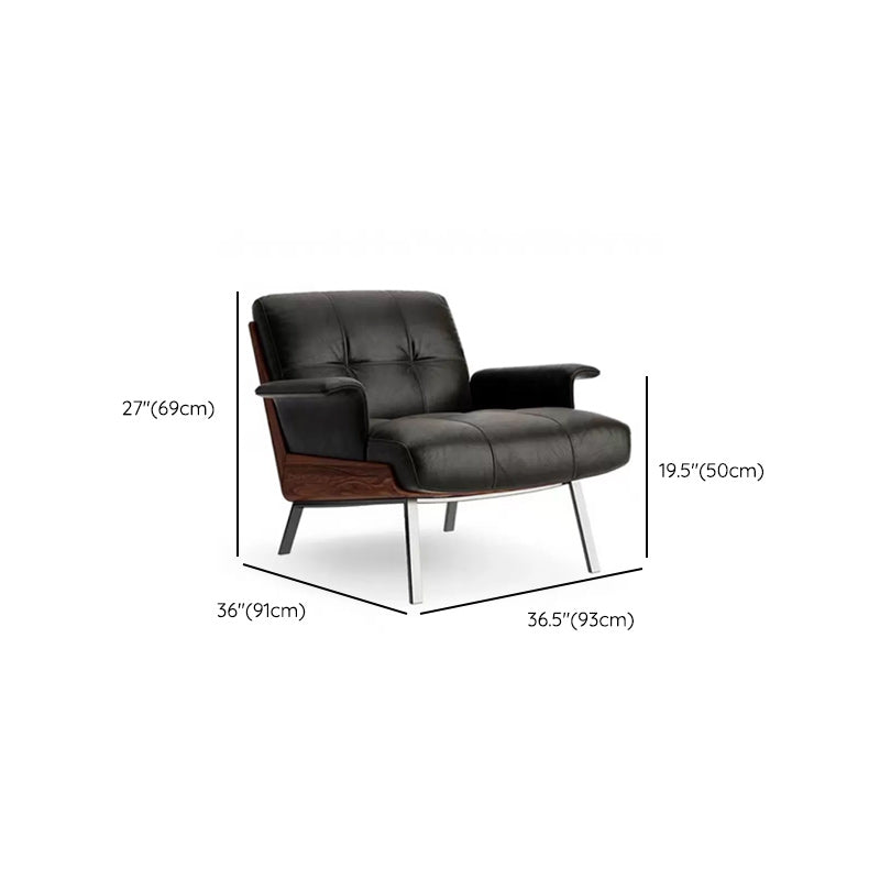 Industrial Lounge Chair Solid Color Cushion Back Basic Four Leg Reclining Accent Chair