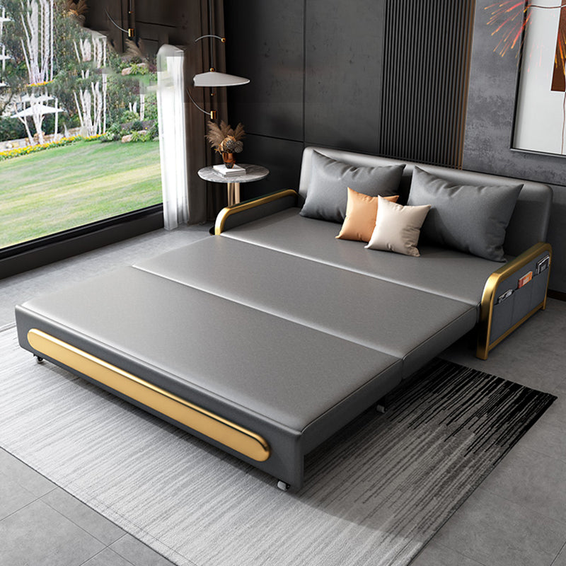 Glam Pillow Included Sofa Futon Grey Cushion Back Futon Sofa Bed