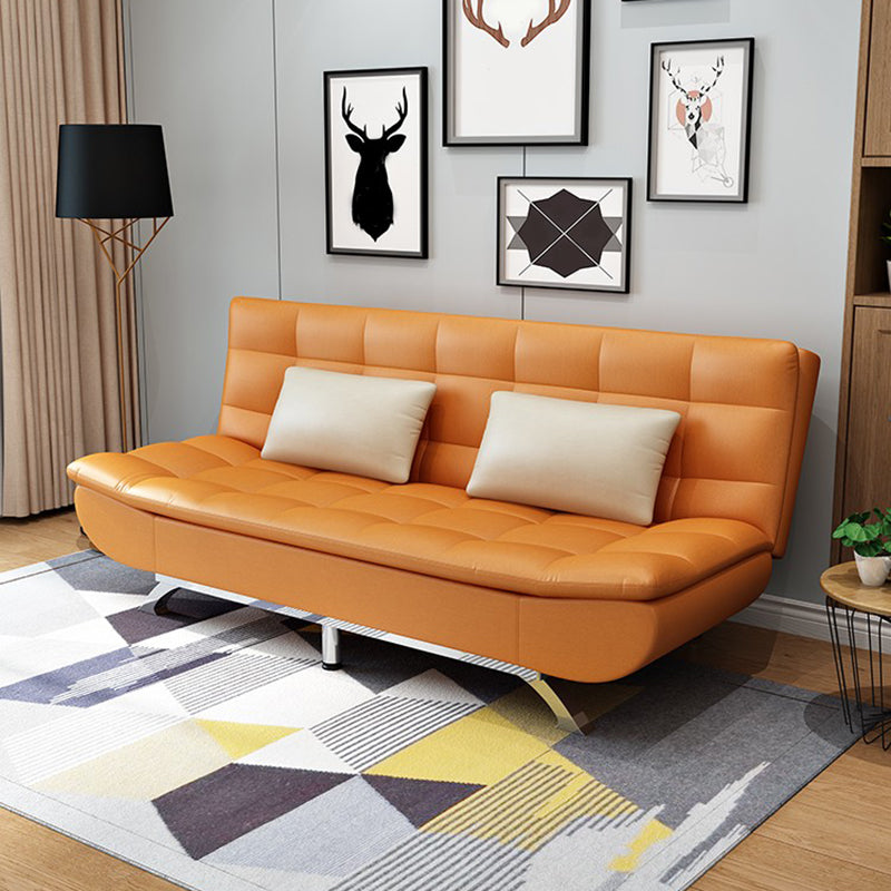 Pillow Included Sofa Futon Armless Futon Sofa Bed with Metal Legs