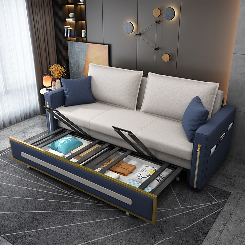 Pillow Included Sofa Futon Square Arms Futon Sofa Bed with Storage