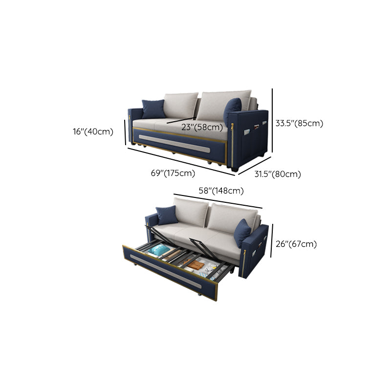 Pillow Included Sofa Futon Square Arms Futon Sofa Bed with Storage