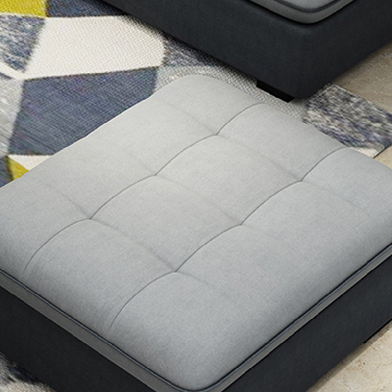 Farmhouse Linen Sofa with Chaise Pillow Top Arm 4-Seater Sofa