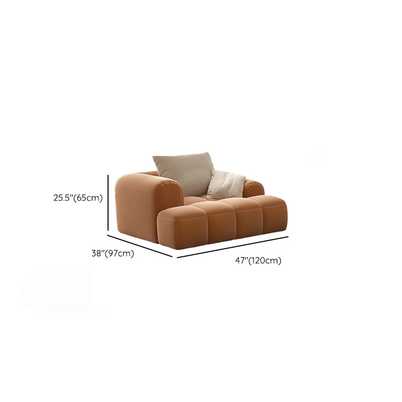 Recessed Arm Sofa Contemporary L Faux Leather Sofa with Pillows
