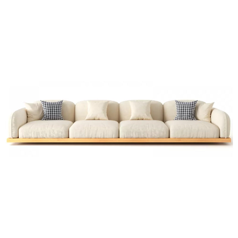 Contemporary Velvet Sectional Sofa with Pillows Back and Square Arms