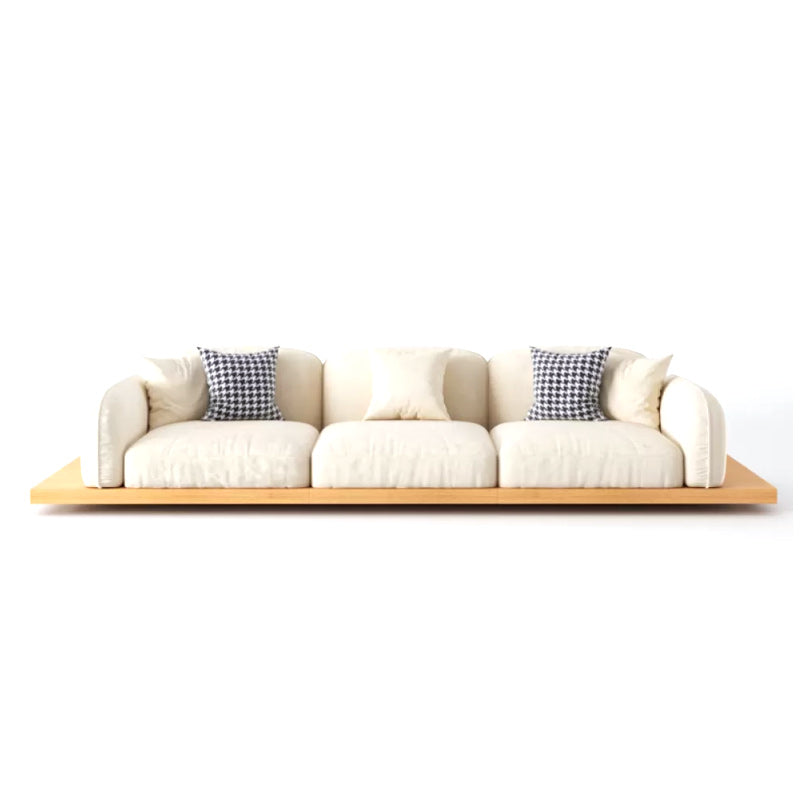 Contemporary Velvet Sectional Sofa with Pillows Back and Square Arms