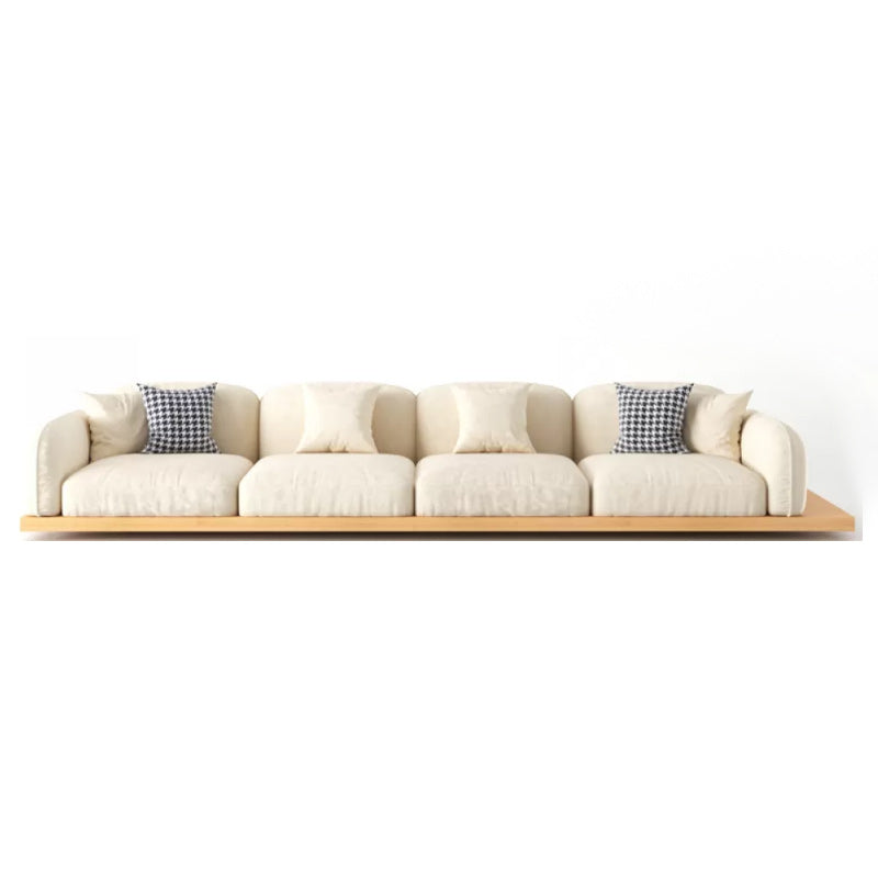 Contemporary Velvet Sectional Sofa with Pillows Back and Square Arms