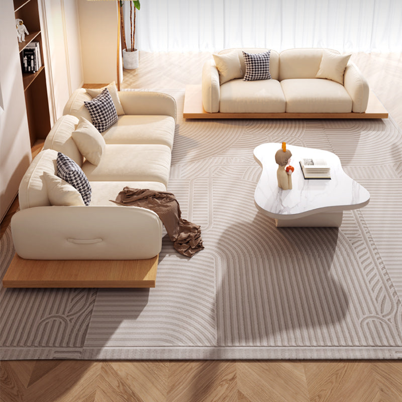 Contemporary Velvet Sectional Sofa with Pillows Back and Square Arms