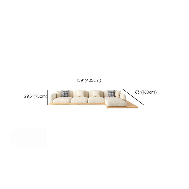 Contemporary Velvet Sectional Sofa with Pillows Back and Square Arms