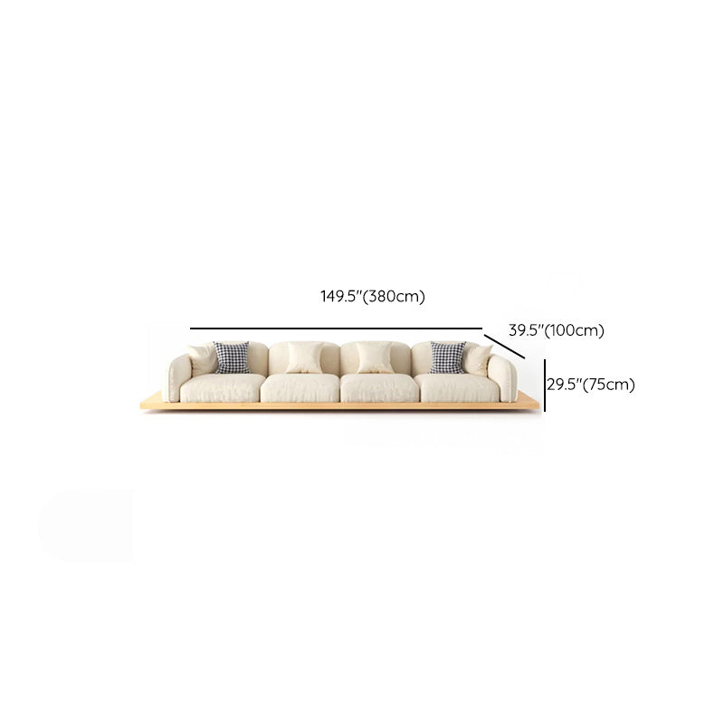 Contemporary Velvet Sectional Sofa with Pillows Back and Square Arms