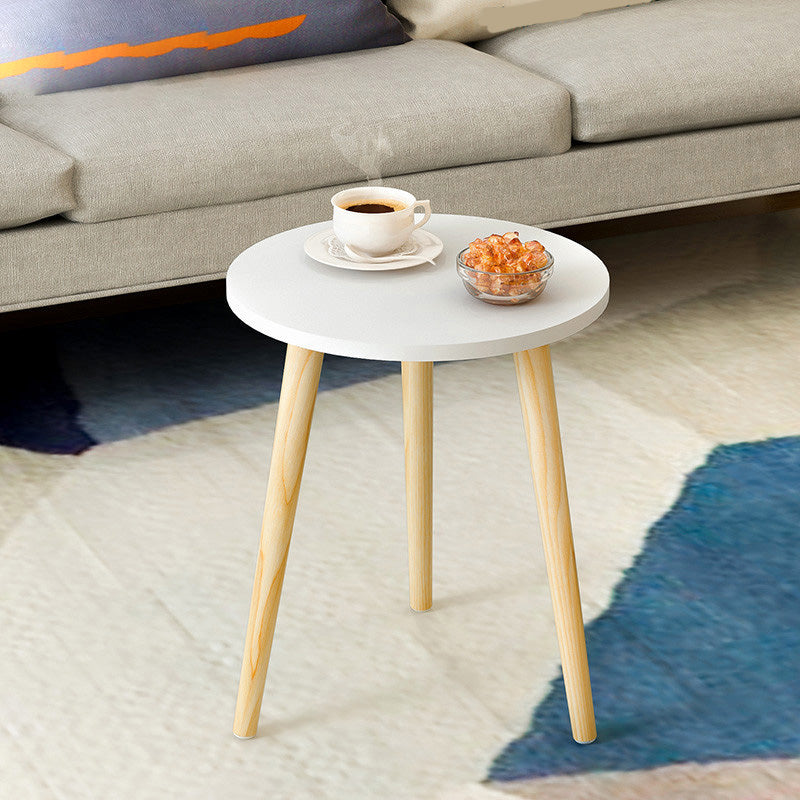 Contemporary Wooden Single Coffee Table 3 Legs Round Cocktail Table