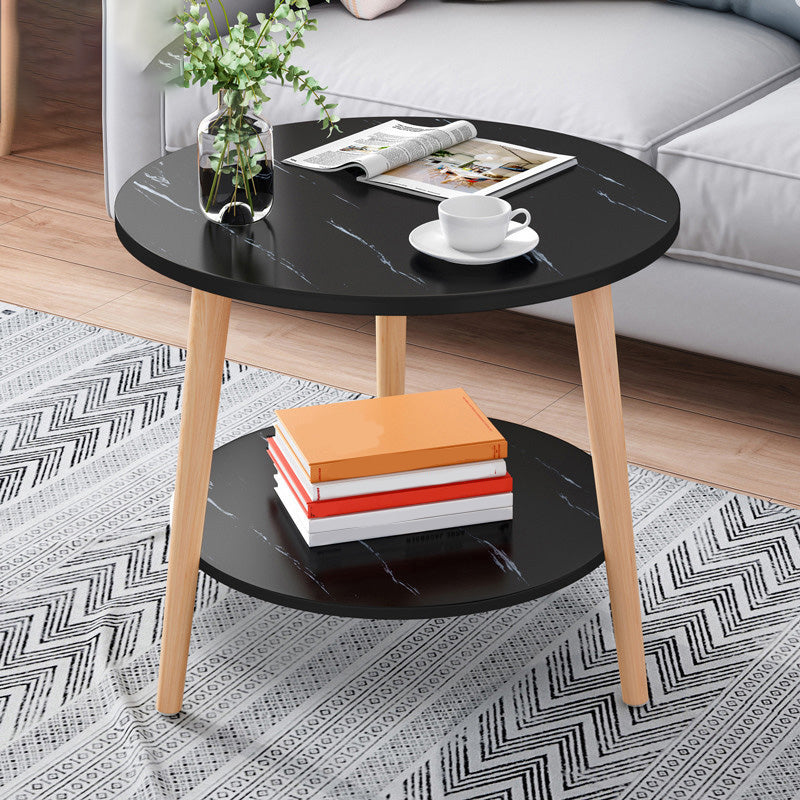 Contemporary Wooden Single Coffee Table 3 Legs Round Cocktail Table