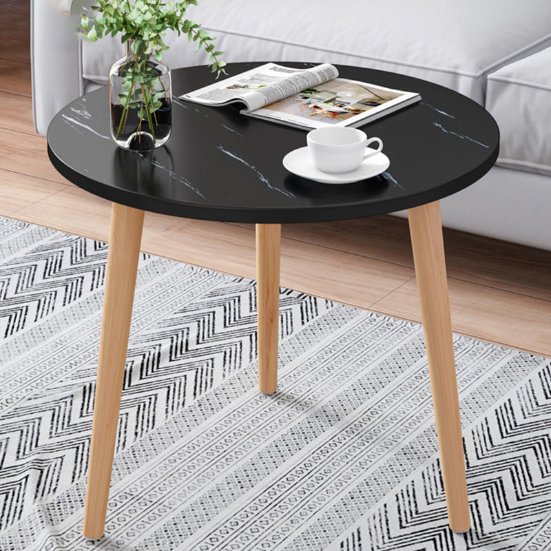 Contemporary Wooden Single Coffee Table 3 Legs Round Cocktail Table