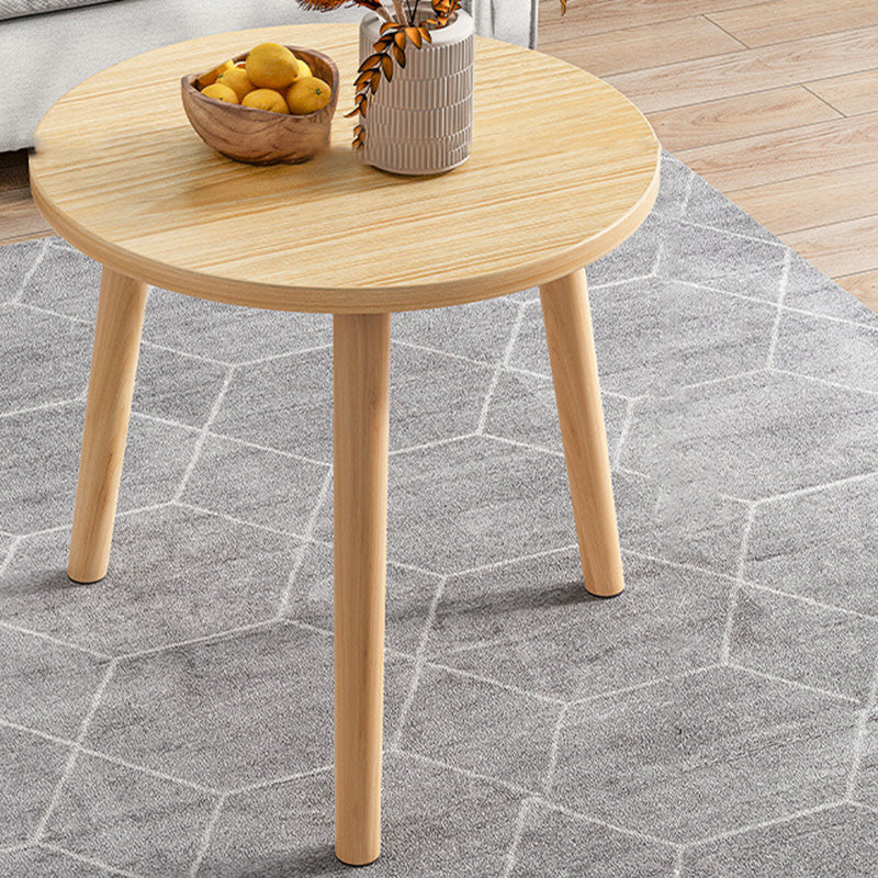 Contemporary Wooden Single Coffee Table 3 Legs Round Cocktail Table