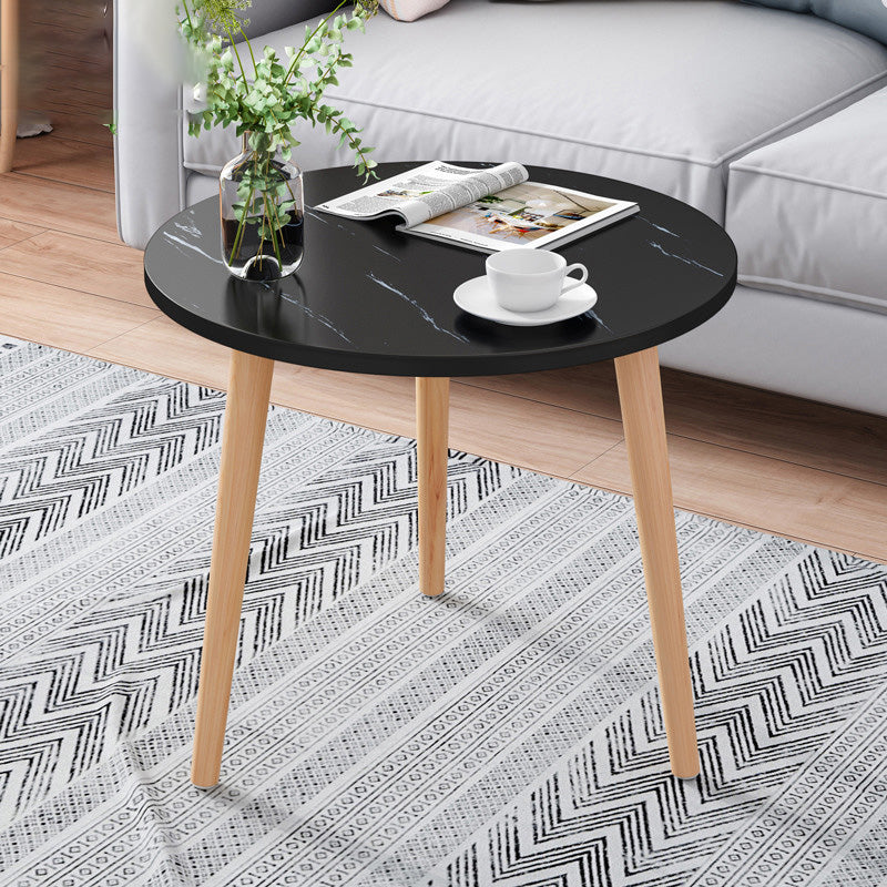 Contemporary Wooden Single Coffee Table 3 Legs Round Cocktail Table