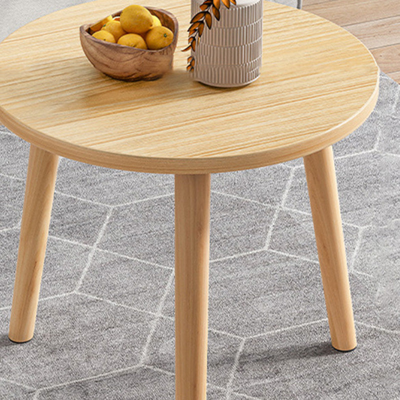 Contemporary Wooden Single Coffee Table 3 Legs Round Cocktail Table