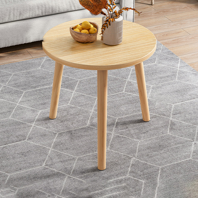 Contemporary Wooden Single Coffee Table 3 Legs Round Cocktail Table
