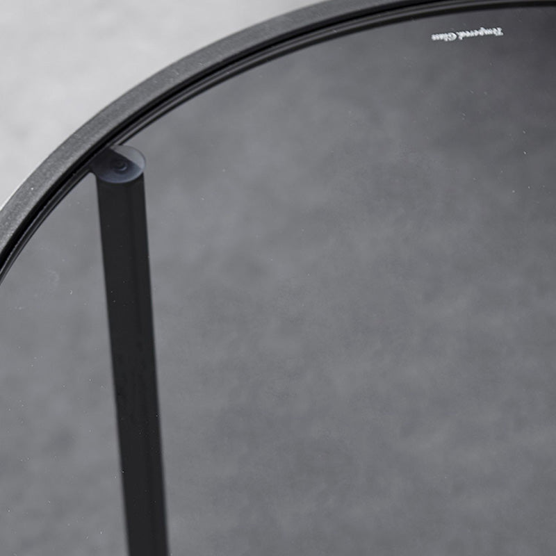 Contemporary Coffee Table Round Glass Top Cocktail Table with Storage
