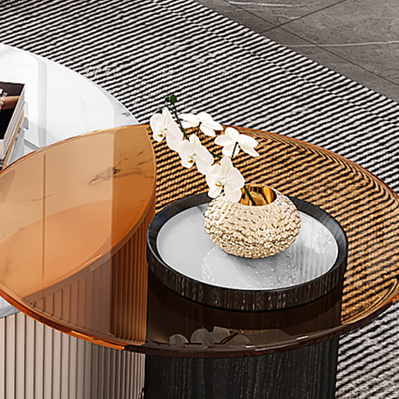 Modern Round Coffee Table Block Nesting Coffee Table Set for Living Room