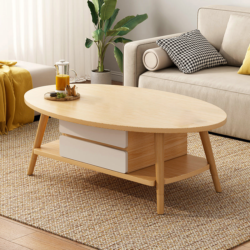 Contemporary Wooden Single Coffee Table 4 Legs Cocktail Table