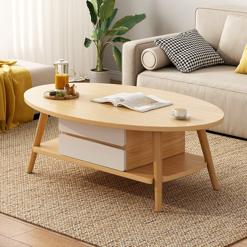Contemporary Wooden Single Coffee Table 4 Legs Cocktail Table