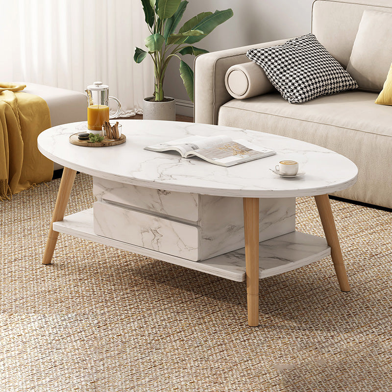 Contemporary Wooden Single Coffee Table 4 Legs Cocktail Table