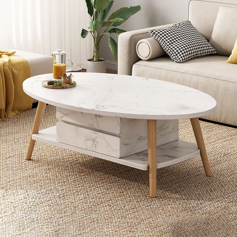 Contemporary Wooden Single Coffee Table 4 Legs Cocktail Table