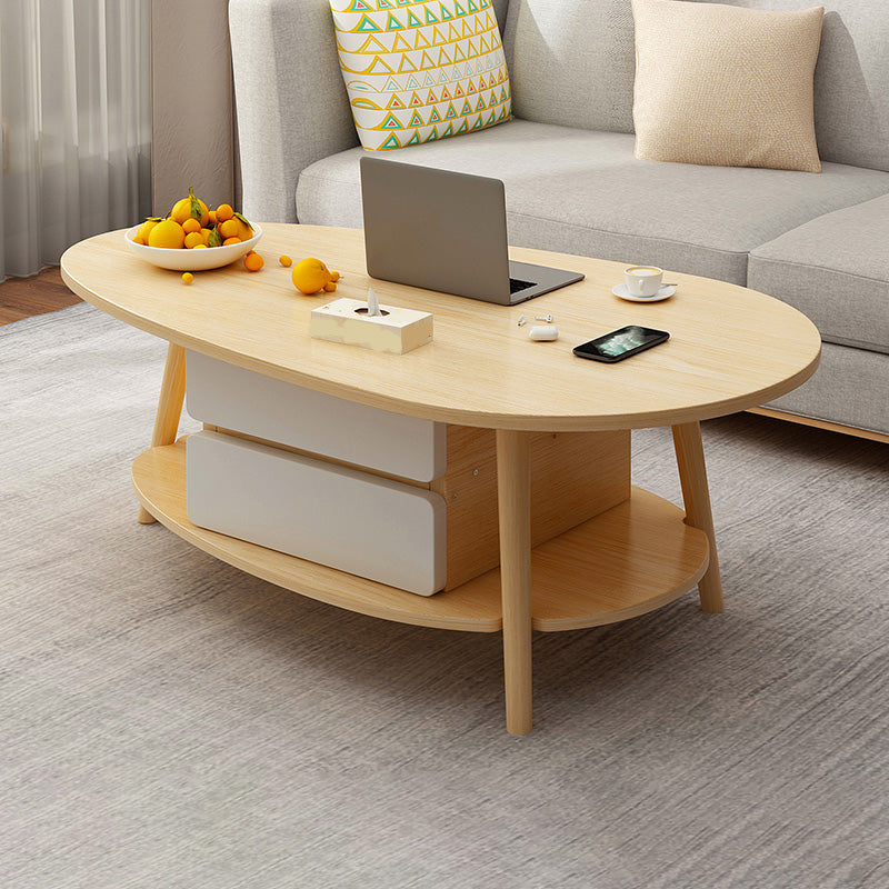 Contemporary Wooden Single Coffee Table 4 Legs Cocktail Table