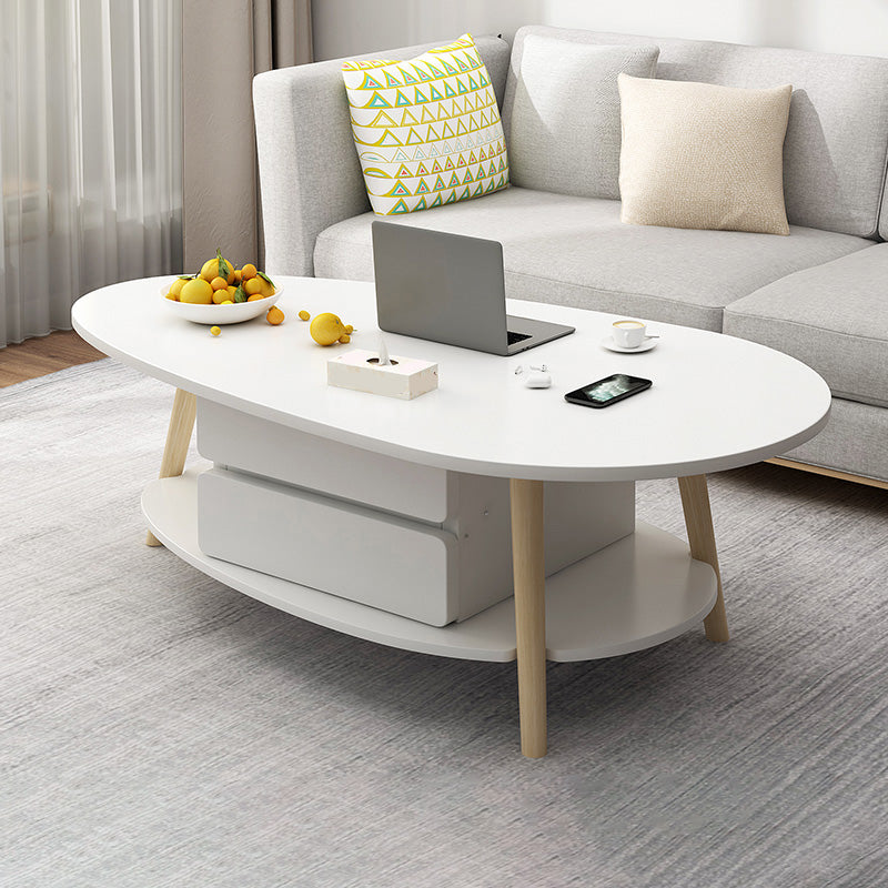 Contemporary Wooden Single Coffee Table 4 Legs Cocktail Table