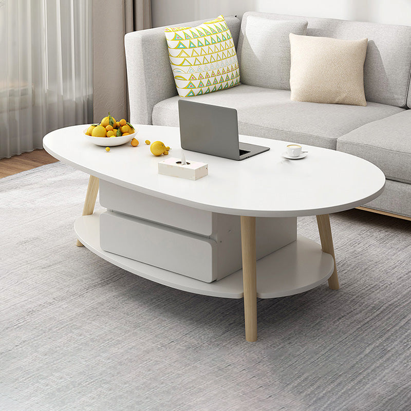 Contemporary Wooden Single Coffee Table 4 Legs Cocktail Table