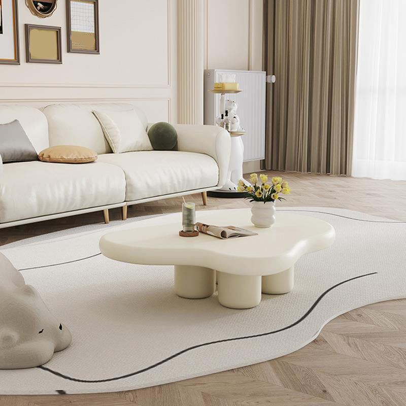 Modern Wooden Free Form Top Coffee Table 4 Legs Cocktail Table