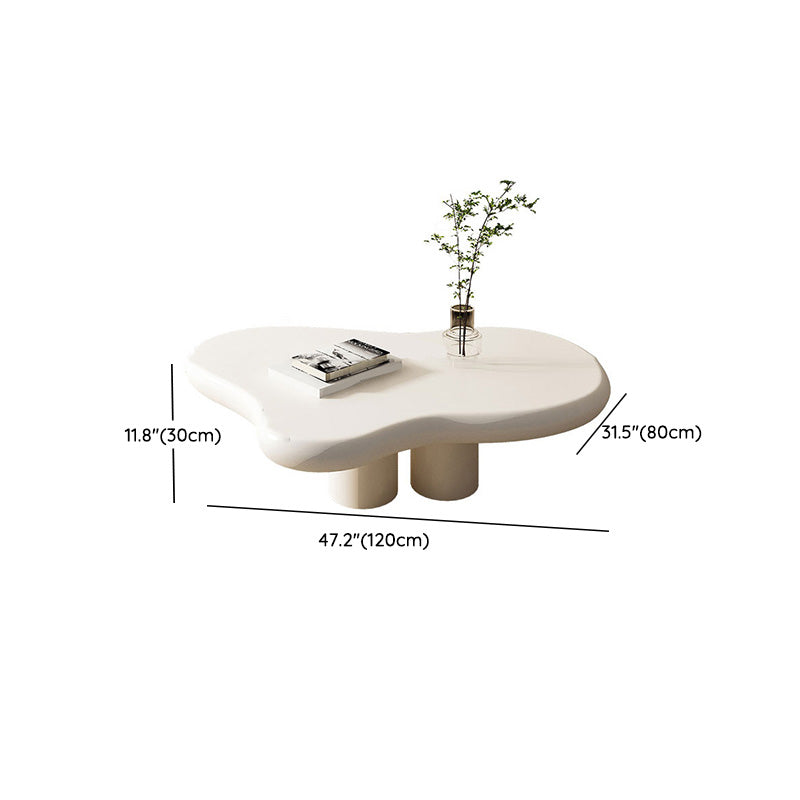 Modern Wooden Free Form Top Coffee Table 4 Legs Cocktail Table