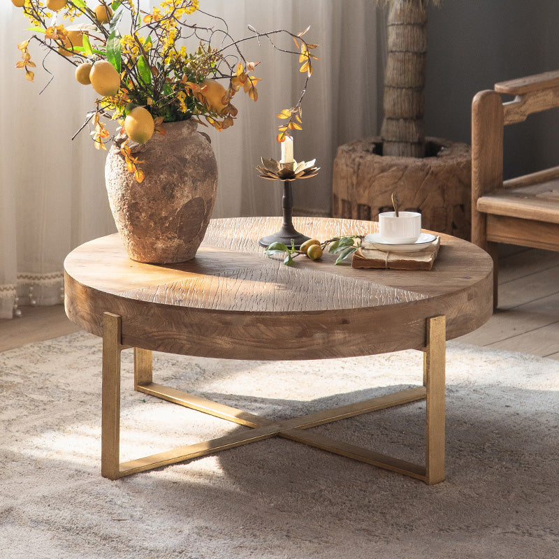 Solid Wood Coffee Table Block Natural Color Coffee Table for Living Room
