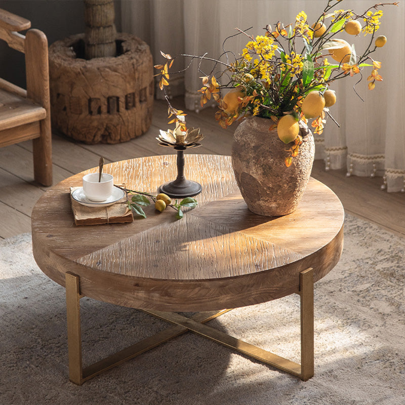 Solid Wood Coffee Table Block Natural Color Coffee Table for Living Room