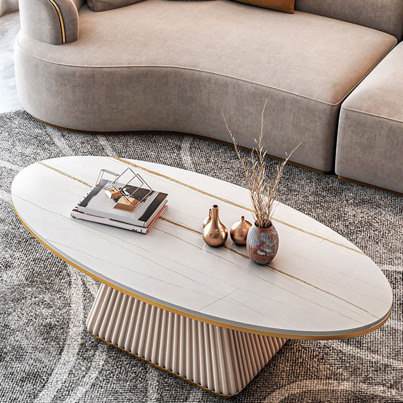 Glam Single Coffee Table Oval Pedestal Coffee Cocktail Table