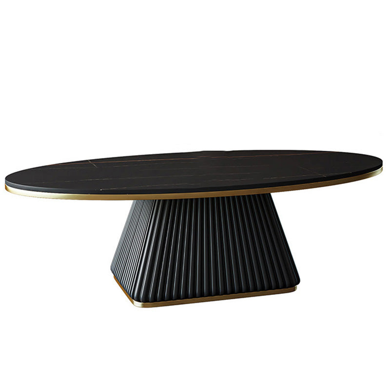 Glam Single Coffee Table Oval Pedestal Coffee Cocktail Table