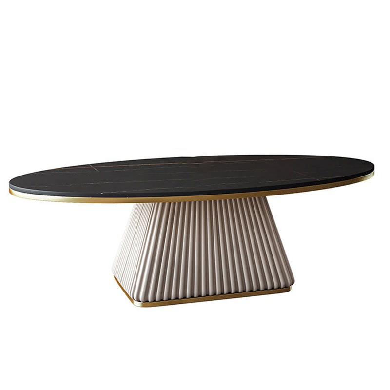 Glam Single Coffee Table Oval Pedestal Coffee Cocktail Table