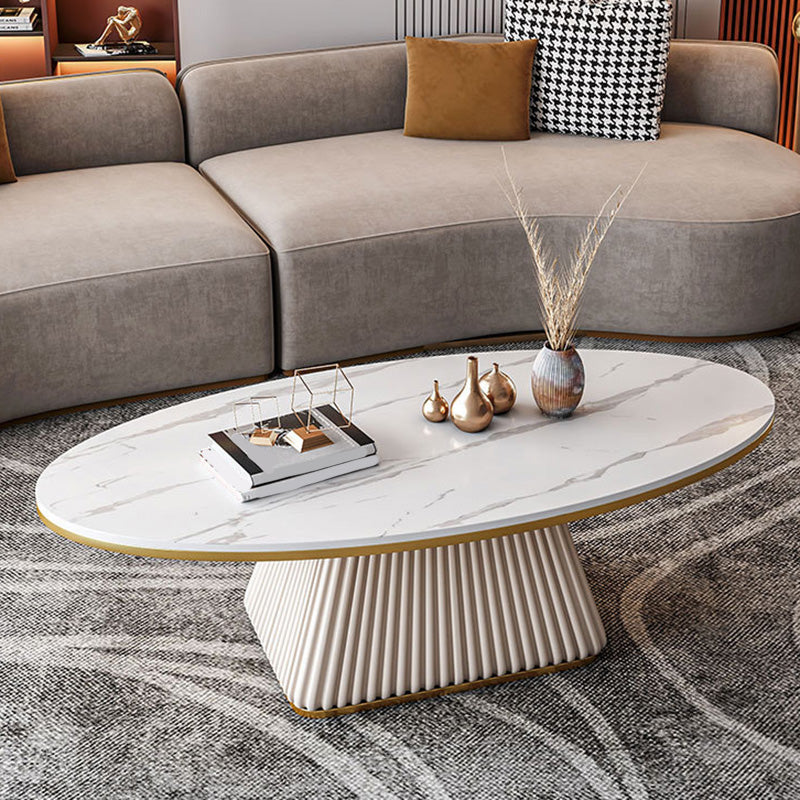 Glam Single Coffee Table Oval Pedestal Coffee Cocktail Table