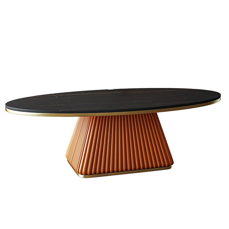 Glam Single Coffee Table Oval Pedestal Coffee Cocktail Table